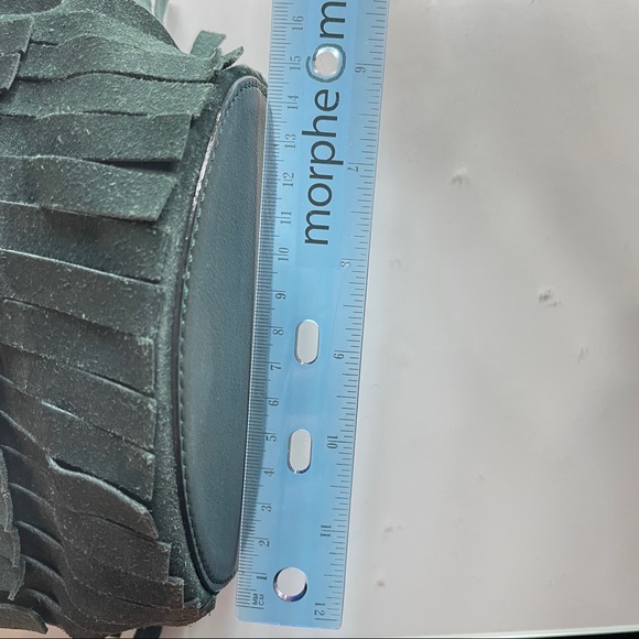 BURBERRY Suede Fringe Mini Bucket Crossbody Bag - Picture 8 of 9